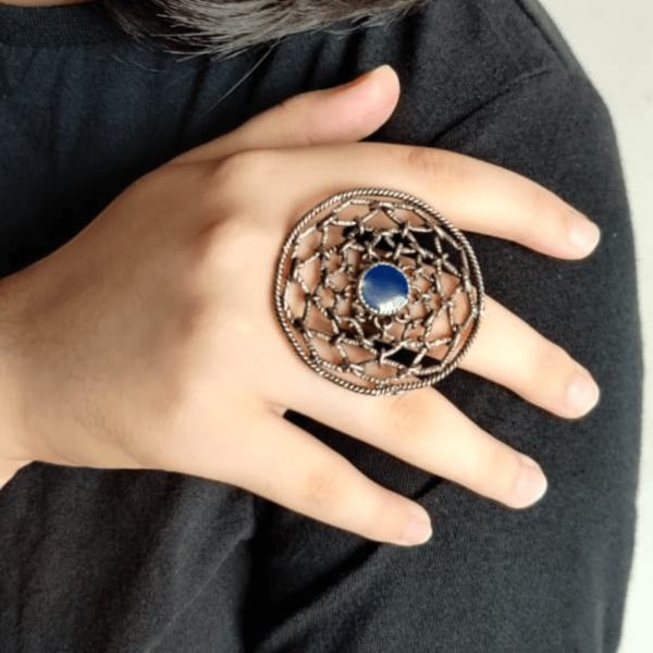 Buy Oxidized Silver Adjustable Finger Ring /party Wear Rings/bollywood  Jewelry/german Silver Rings/indian Jewelry/boho Jewelry Online in India -  Etsy