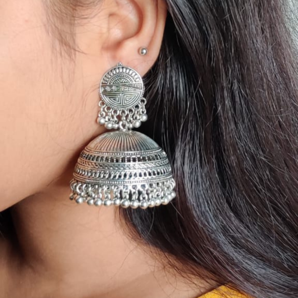Alloy Metal Lightweight Designer Stone Work Stud with Stone Big Jhumka  Earring for Women and Girls. | K M HandiCrafts India