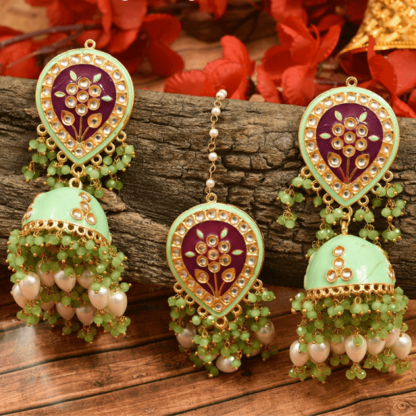 Jhumka maang clearance tikka