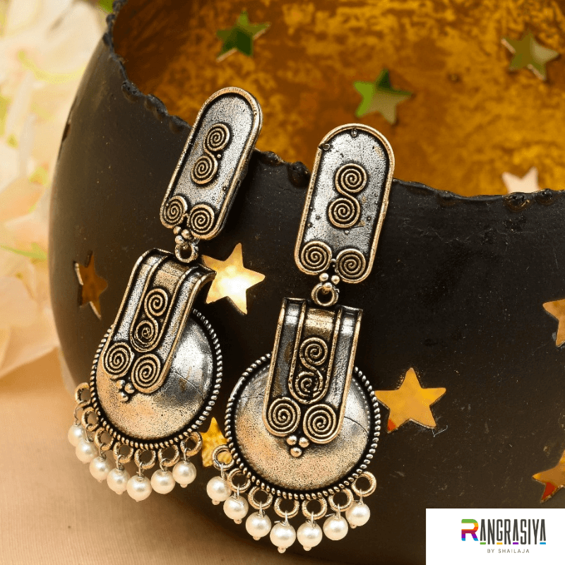 Buy Oxidised Triangle Shaped Earrings, Oxidised Earrings - Shop From The  Latest Collection Of Indian Rings and