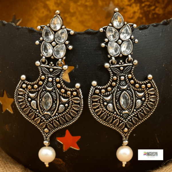 Alisha Light Weight Oxidised Jhumka Earrings